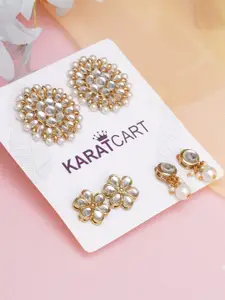 KARATCART Women  White Pack of 3 Classic Drop Earrings