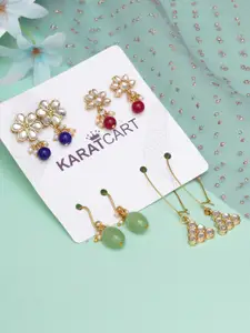 KARATCART Women Set of 4 Multicolored Kundan Earrings
