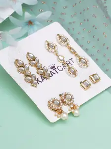 KARATCART Women Set of 4 Gold Plated Classic Earrings