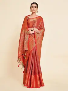 MIMOSA Red & Gold-Toned Floral Zari Art Silk Kanjeevaram Saree