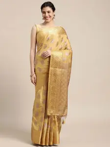 MIMOSA Beige & Gold-Toned Ethnic Motifs Zari Art Silk Kanjeevaram Saree
