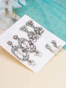 KARATCART Set of 3 Classic Kundan Drop Earrings