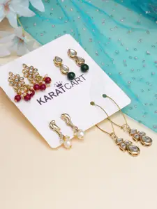 KARATCART Set of 4 Classic Kundan Drop Earrings