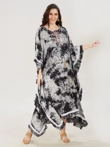 Mom For Sure by Ketki Dalal Women Black Tie and Dye Maternity Kaftan Maxi Dress