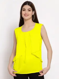PATRORNA Women Yellow Sleeveless Layered Top
