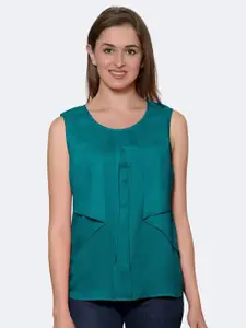PATRORNA Women Green Solid Layered Top