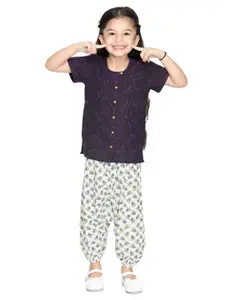 Tiny Bunnies Girls Purple & White Top with Trousers