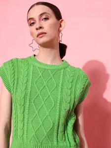 STREET 9 Women Gorgeous Green Geometric Sweater