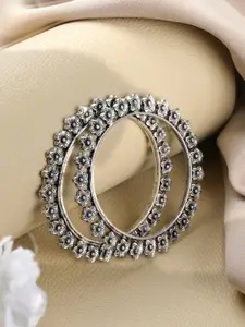 Jazz and Sizzle Women Set of 2 Silver-Toned & Silver Plated Oxidised Bangles