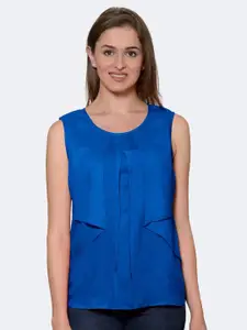 PATRORNA Women Blue Solid Layered Top