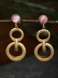 Berserk Gold-Plated & Pink Circular Drop Earrings
