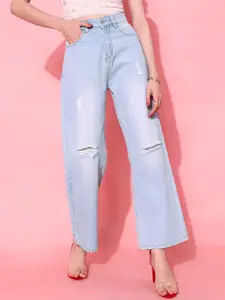 STREET 9 Women Elegant Blue Flared Fit Cropped Jeans