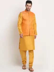 KRAFT INDIA Dupion Silk Kurta With Churidar & Nehru Jacket