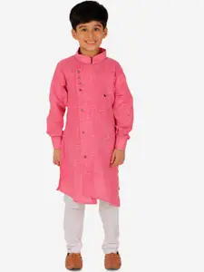 Pro-Ethic STYLE DEVELOPER Boys Peach-Coloured Angrakha Kurta with Pyjamas