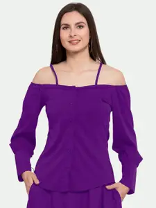 PATRORNA Women Purple Shirt Style Top