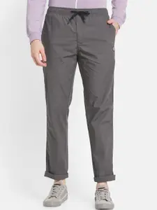 Octave Men Grey Solid Cotton Track Pant
