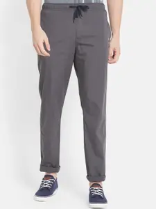 Octave Men Grey Solid Cotton Track Pants