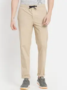 Octave Men Cream-Colored Solid Cotton Track Pants
