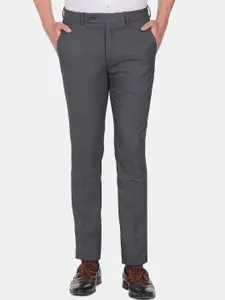 Arrow New York Men Grey Textured Slim Fit Formal Trouser