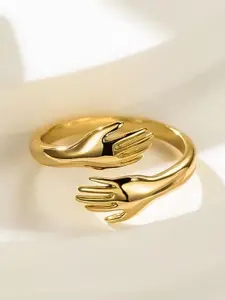 UNIVERSITY TRENDZ Women Set of 2 Silver-Plated & Gold-Plated Finger Rings