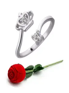 UNIVERSITY TRENDZ Women Silver Plated Craved Crown Princess Ring