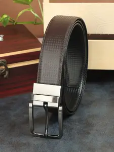 ZEVORA Men Printed Textured Leather Reversible Belt