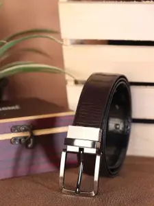 ZEVORA Men Textured Leather Reversible Belt