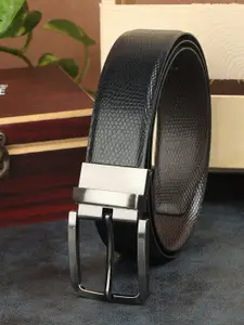 ZEVORA Men Textured Reversible Leather Belt