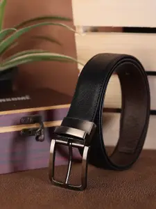 ZEVORA Men Printed Textured Leather Reversible Belt