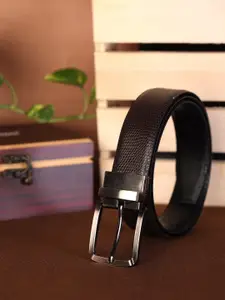 ZEVORA Men Leather Textured Reversible Belt
