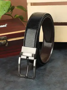 ZEVORA Men Textured PU Reversible Belt