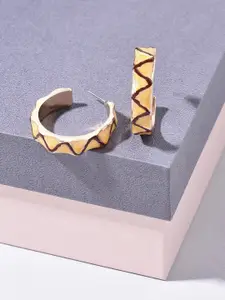 AMI Women Yellow Gold-Plated Circular Half Hoop Earrings