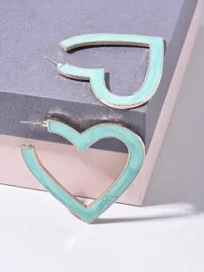AMI Green & Gold-Plated Heart Shaped Hoop Earrings