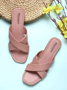 Shoestail Women Peach-Coloured Open Toe Flats