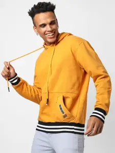 Campus Sutra Men Yellow Hooded Sweatshirt