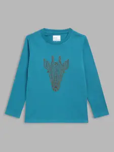 Blue Giraffe Boys Teal Printed Sweatshirt