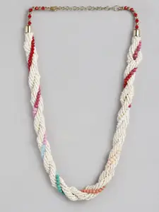 RICHEERA White & Red Layered Beaded Necklace