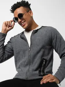 Campus Sutra Men Blue Windcheater Outdoor Bomber Jacket