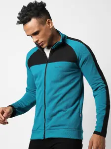 Campus Sutra Men Blue Colourblocked Windcheater Outdoor Sporty Jacket