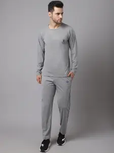 MACK JONNEY Men Grey Melange Solid Track Suit