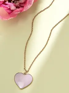 AMI Gold-Plated Heart Pendant Enamelled Chain