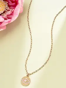 AMI Women White Gold-Plated Chain With Evil Eye Pendant