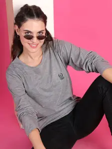 MACK JONNEY Women Grey Melange T-shirt