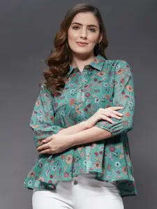 Azira Women Floral Print Georgette Shirt Style Top