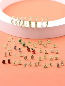 AMI Gold-Toned Set of 25 Contemporary Stud & Hoop Earrings