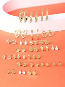 AMI Set Of 25 Gold-Plated Contemporary Studs Earrings