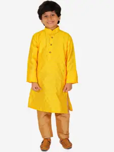 Pro-Ethic STYLE DEVELOPER Boys Yellow Pure Silk Kurta with Pyjamas
