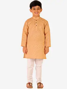 Pro-Ethic STYLE DEVELOPER Boys Brown Pure Cotton Kurta with Pyjama