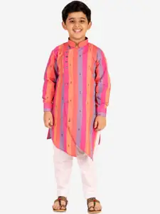 Pro-Ethic STYLE DEVELOPER Boys Pink Printed Kurta with Pyjamas