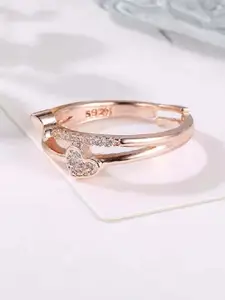 UNIVERSITY TRENDZ Women Rose Gold Plated Dual Heart Finger Ring